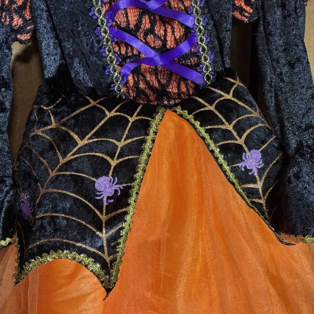 Rubie's Orange Spider Witch Girl's Small (5-6) Halloween Costume Dress Up - Picture 4 of 16